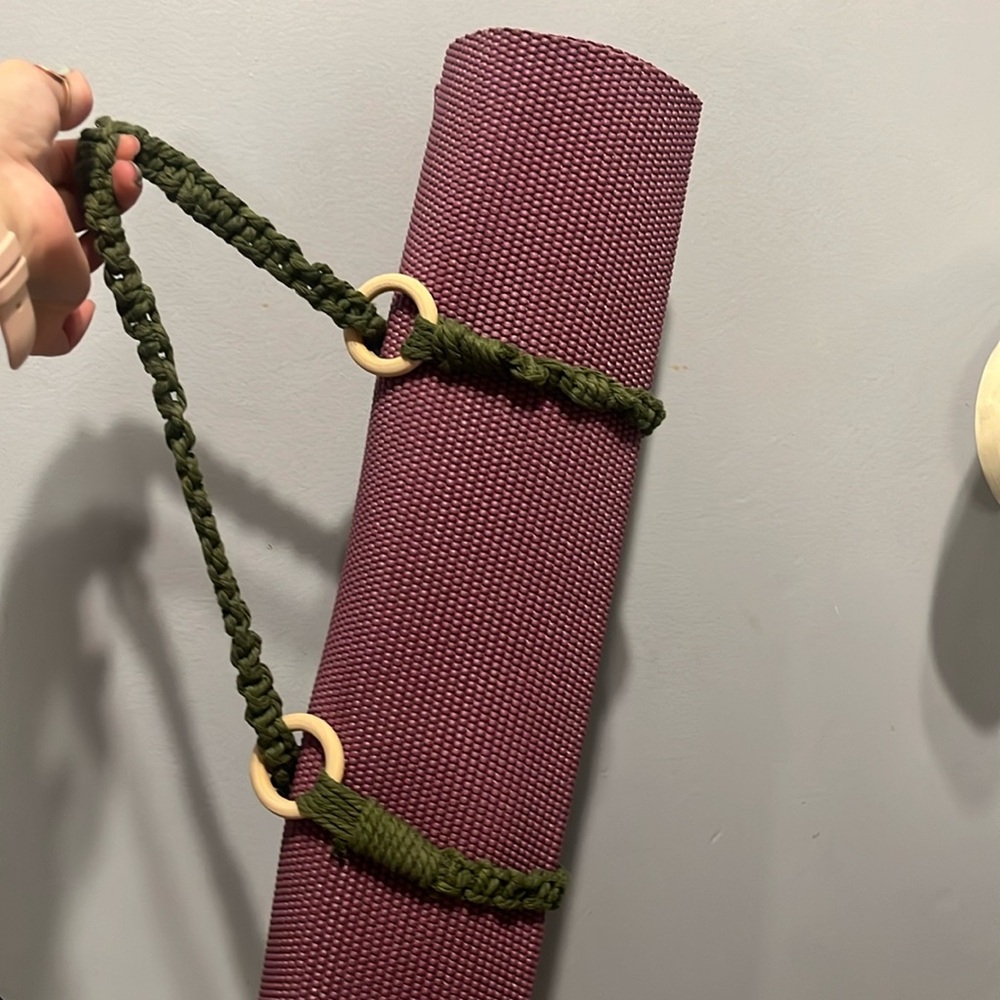 Macrame Yoga Mat Strap in Olive Green